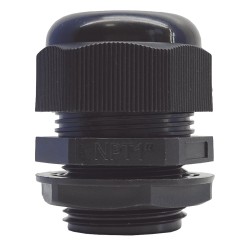 Conector Plástico Negro Tipo Glándula para Rosca NPT 1"