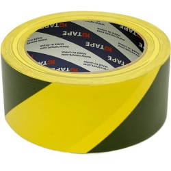 Cinta Adhesiva de Señalización de PVC / Advertencia / Color Negro y Amarillo / Ancho 76 mm / 33 m de Largo