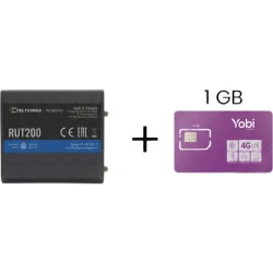 Router Teltonika LTE/4G RUT200 + SIM de YOBI de 1GB por Mes durante un año de servicio (solo datos)