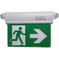 Letrero de Salida con Luz de Emergencia / Borde Iluminado con LEDs Blancos / Pictograma Intercambiable / Montaje Pared-T