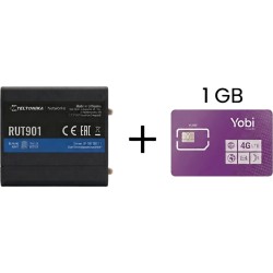 Router Teltonika LTE/4G RUT901 + SIM de YOBI de 1GB por Mes durante un año de servicio (solo datos)