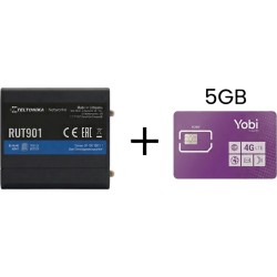 Router Teltonika LTE/4G RUT901 + SIM de YOBI de 5GB por Mes durante un año de servicio (solo datos)