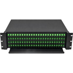 Distribuidor de Fibra Óptica (ODF) para 144 Empalmes, con 144 Acopladores SC/APC y 144 Pigtails SC/APC, para Rack de 19,