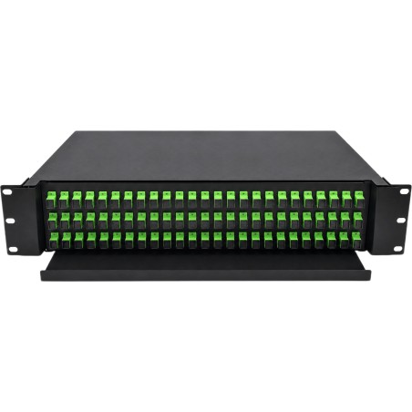 Distribuidor de Fibra Óptica (ODF) para 72 Empalmes, con 72 Acopladores SC/APC y 72 Pigtails SC/APC, para Rack de 19, 3 