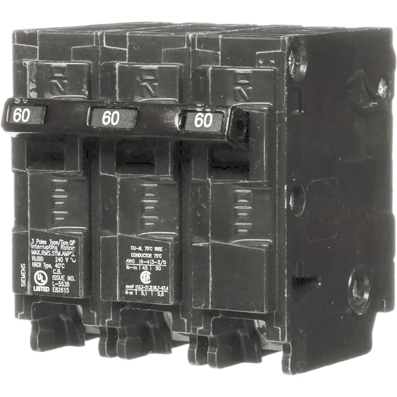 Interruptor automático enchufable tipo QP 3 polos, 60 amp