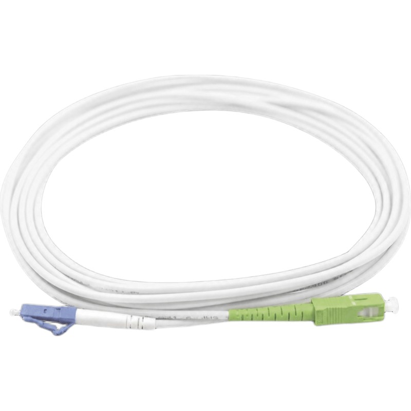 Jumper de Fibra Óptica Monomodo LC/UPC-SC/APC Simplex, Color Blanco 2 Metros