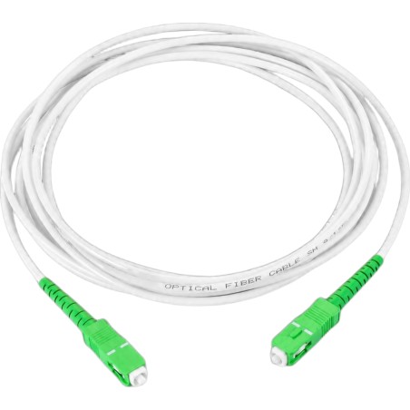Jumper de Fibra Óptica Monomodo SC/APC-SC/APC Simplex, Color Blanco 5 Metros