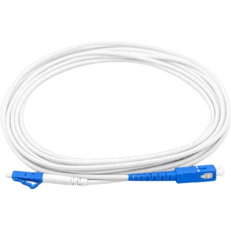 Jumper de Fibra Óptica Monomodo SC/APC-LC/UPC Simplex, Color Blanco 2 Metros