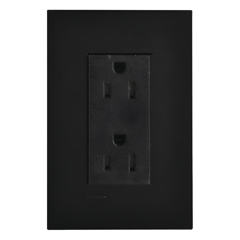 Tomacorriente dúplex de pared 15 A resistente a manipulaciones con placa incluida, línea New Architectural, agrupable co