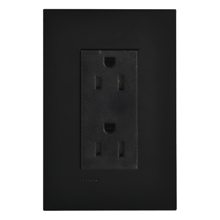 Tomacorriente dúplex de pared 15 A resistente a manipulaciones con placa incluida, línea New Architectural, agrupable co
