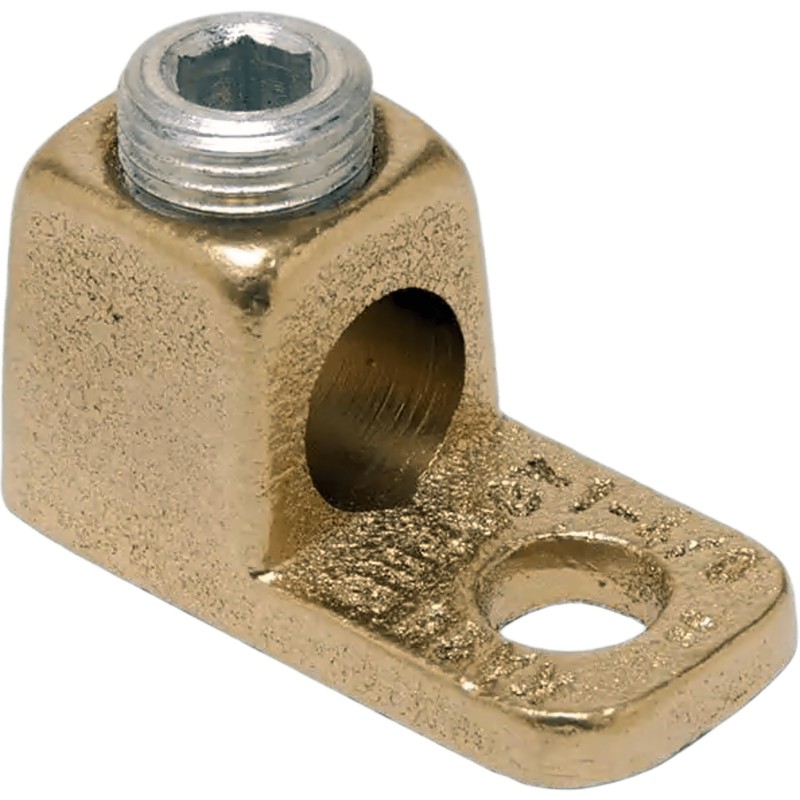 Conector de Cobre con 1 Orificio para Cable Calibre 14 AWG (Sólido)-8 AWG (Trenzado) / Orificio #10.