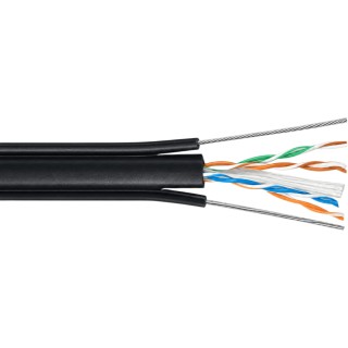 Bobina de Cable UTP Para Elevador de 305 Metros, 4 Pares, CAT6, Revestimiento de PVC con Doble Cable Mensajero, 23 AWG