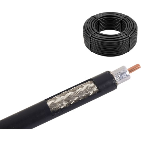 Rollo de 50 metros de Cable Coaxial Tipo RG-8 LMR400 de Baja Pérdida, 50 Ohms