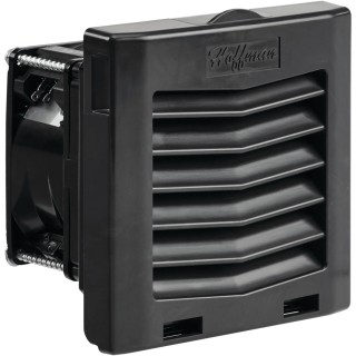 Ventilador con Filtro de Montaje Lateral HF04 / Flujo de Aire 21 CFM (36 m³/h) / 48 V / Negro Grafito RAL 9011 / Instala