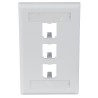 Placa de Pared Vertical Clásica, Salida Para 3 Puertos Mini-Com, Con Espacios Para Etiquetas, Color Blanco