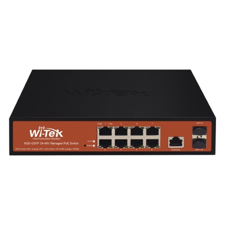 Switch Administrable de 8 puertos Gigabit Ethernet con PoE 802.3 af/at y 24V Pasivo + 2 SFP Gigabit, 150 W