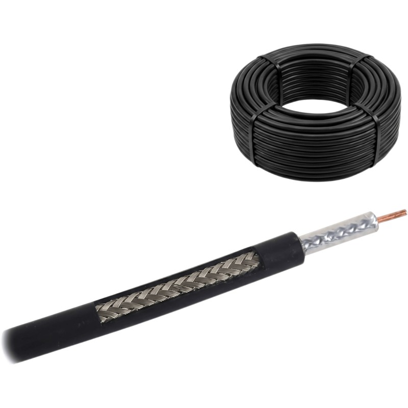 Rollo de 50 Metros de Cable Coaxial Tipo RG-58, LMR-195, Baja Pérdida de 50 Ohms, Conductor de Cobre Sólido