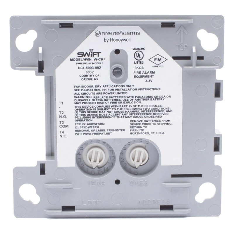 Módulo de relé inalámbrico direccionable con 2 contactos Forma C, red de malla SWIFT, para paneles Fire-Lite