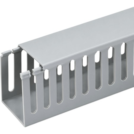 Canaleta Ranurada de PVC Rígido para Organización y Protección de Cableado / Ranura Ancha con Tapa - LINKEDPRO LP-CAN-100100-G