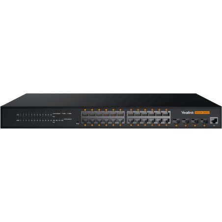 Switch Administrable L2+ Yealink RCH240 de 24 Puertos Gigabit PoE+ con 4 Puertos de Fibra Óptica y Presupuesto PoE de 37