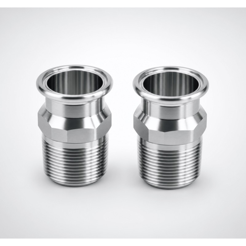 Kit de Adaptadores Tri-Clamp a NPT 1″ Macho (× 2) / Conexión a Instalación Tri-Clamp / Para Enfriador RackChiller RDHX P