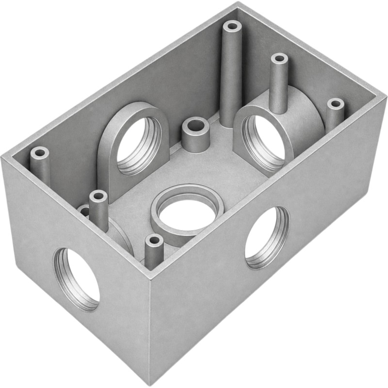 Caja Condulet FS de 1/2" (12.7 mm) con cinco bocas a prueba de intemperie.
