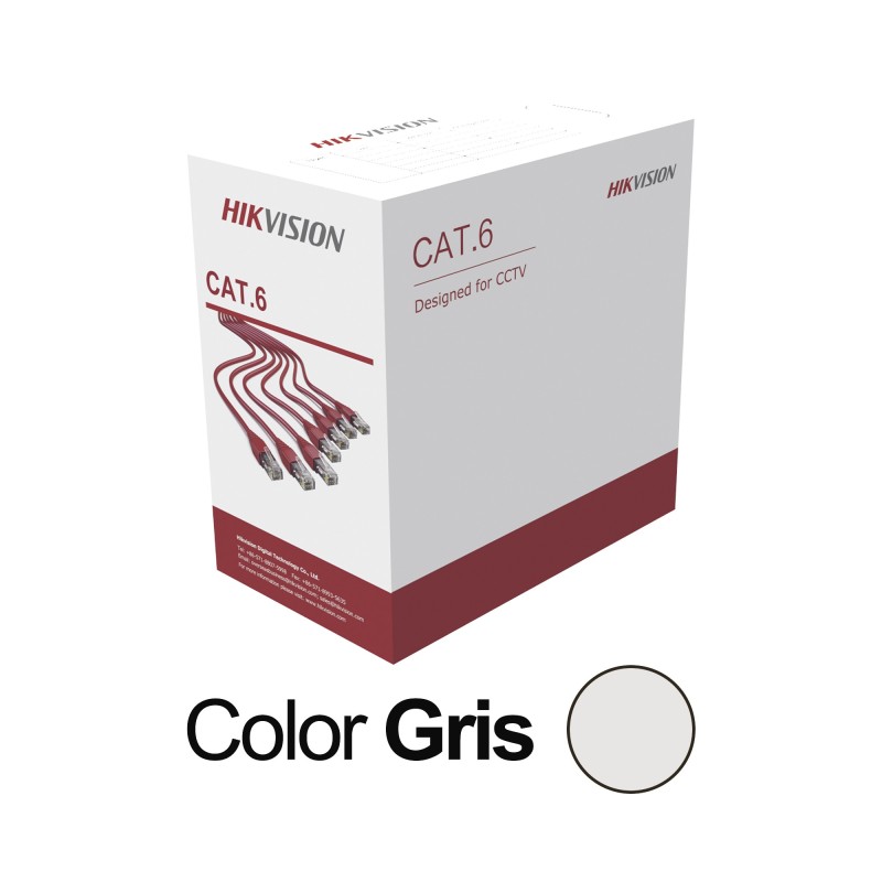 Bobina de cable UTP 305 mts / Cat6 (23 AWG) / Color Gris / PVC (CM) / Uso en Interior / 100% Cobre / Aplicaciones de CCT