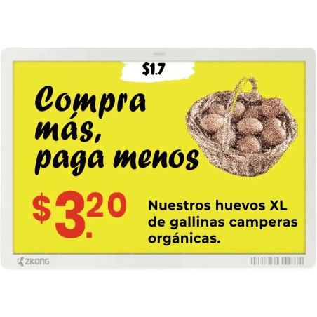 Etiqueta de Tinta Electrónica / ESL / 7.5 Pulgadas / Uso en Estantes / Bluetooth - SYSCOM ZKC75B