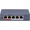 Switch PoE No Administrable / 4 Puertos 10/100 Mbps PoE / 1 Puerto 10/100 Mbps Uplink / Modo Extendido hasta 300 Metros 