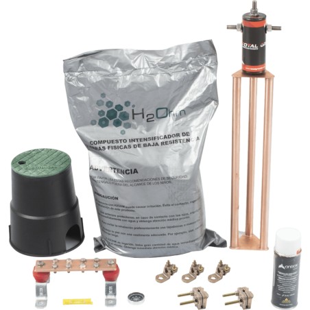 Kit de tierra física modelo TG45AB con Electrodo Magnetoactivo, capacidad: 45 AMP - TOTAL GROUND KIT-MASTER-25AB-V2