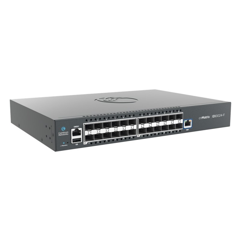 Switch cnMatrix EX3024F Ideal para Distribución en una Red Empresarial / 24 Puertos de Fibra Óptica SFP+(10 Gbps) / Capa