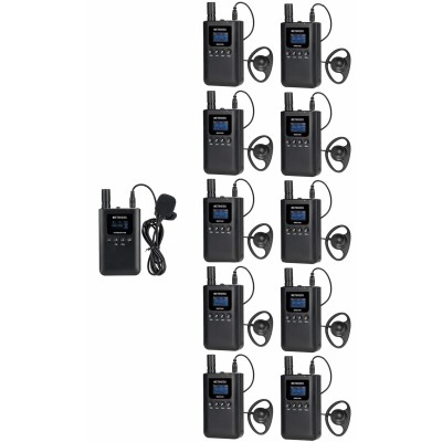 Kit para guía turístico de 1 transmisor y 10 receptores