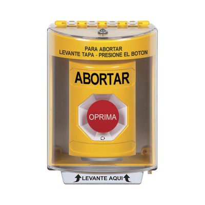 Botón de Abortar, Texto en Español, Tapa Protectora de Policarbonato S