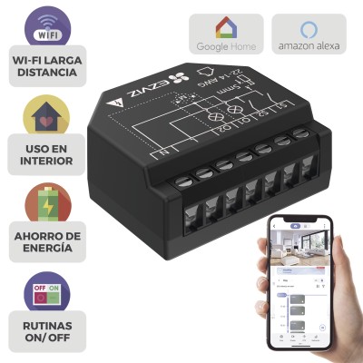 Relevador Wi-Fi  Inteligente / 2 Salidas Para 2 Apagadores / Ideal Par