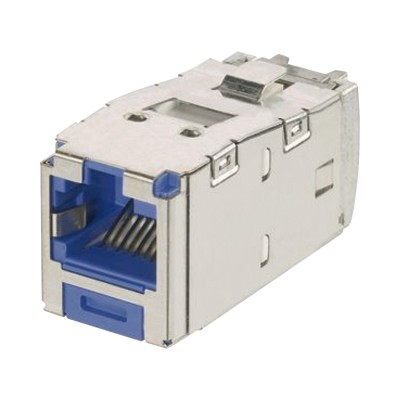 Conector Jack RJ45 Blindado, Llaveado Azul, Estilo TG, Mini-Com, Categ