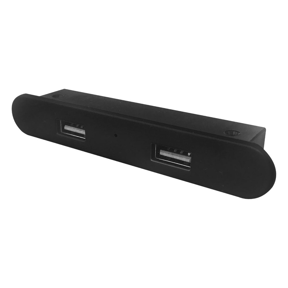 Mini Empotrable Rectangular Color Negro, con 2 Puertos USB con Cable