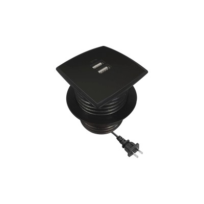 Caja Cuadrada Multy USB con 2 Puertos USB y Cable de Corriente Color N