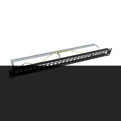 Patch Panel Modular Blindado (STP) de 24 Puertos, con Barra para Organ