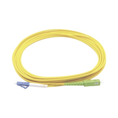 Jumper de Fibra Óptica Monomodo LC/UPC-SC/APC Simplex, Color Amarillo 