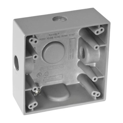 Caja Cuadra de 1/2" a Prueba de  Intemperie/ Cuenta con 3 salidas.