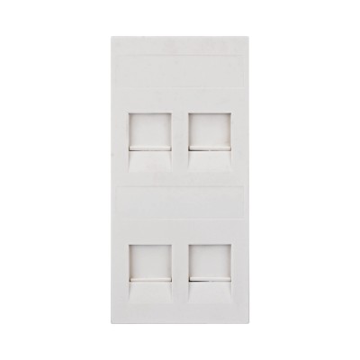 Placa Plana de Voz y Datos con Guardapolvo para 4 RJ45 / Color Blanco 