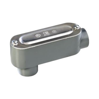 Caja oval roscada tipo LB de 1 1/2" (38.1mm) incluye tapa y tornillos.