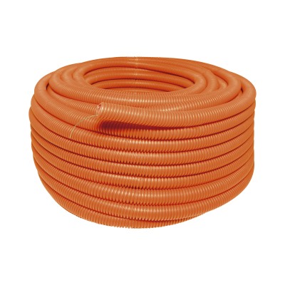 Manguera Poliducto Corrugado Flexible Naranja Reforzado de 3/4" x 50 m