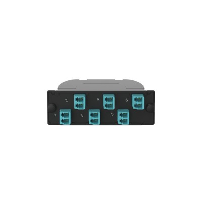 Casete OptiCom de Fibra Óptica Multimodo OM4, Con Conector MPO a 6 LC 
