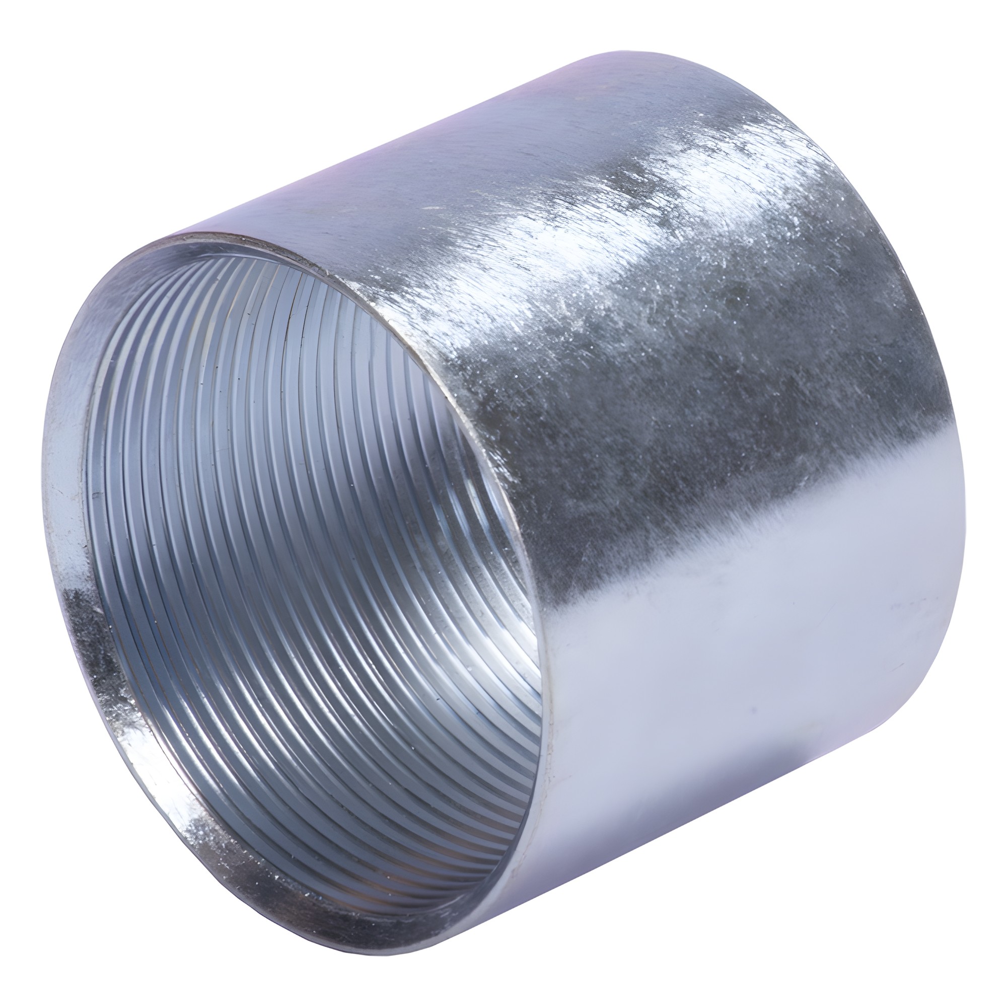 Cople 1 1/4" (32mm) pared gruesa con rosca galvanizado etiqueta amaril