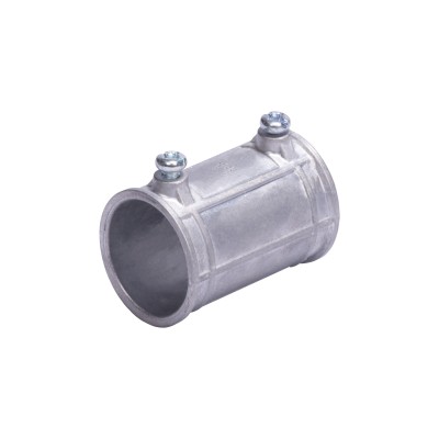 Cople 1 1/4" (32mm) con tornillo pared delgada galvanizado etiqueta ve