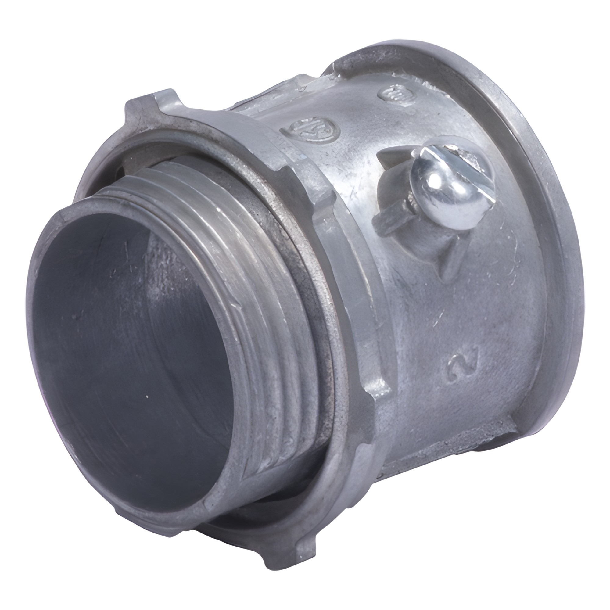 Conector 2" (52mm) pared delgada con tornillo galvanizado etiqueta ver