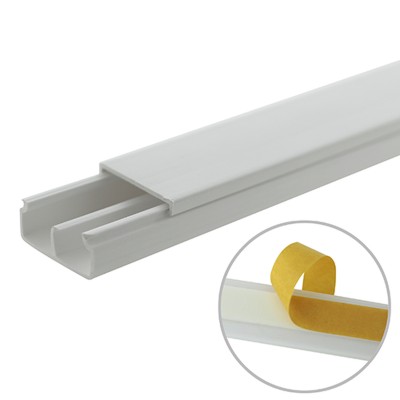 Canaleta blanca de PVC auto extinguible, con división, 20 x 10 mm, tra