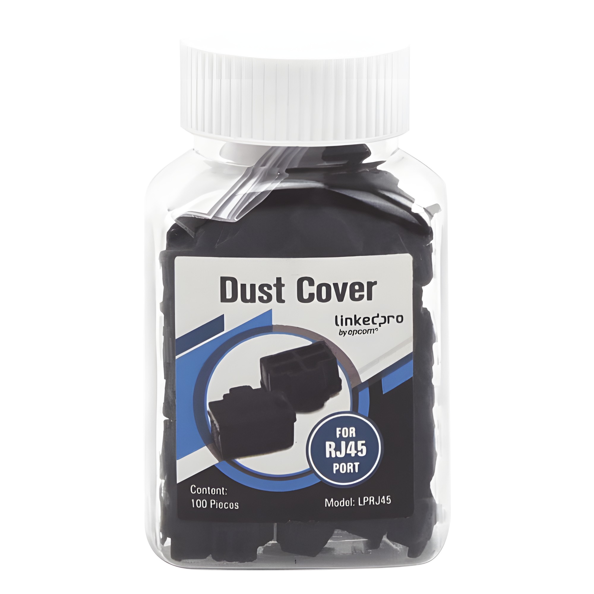Bote con 100 Protectores Anti-Polvo para Puerto RJ45 Color Negro
