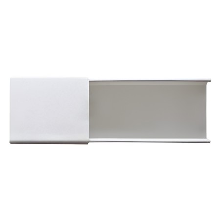 Canaleta blanca sin división, de PVC auto extinguible, 48 x 16 x tramo